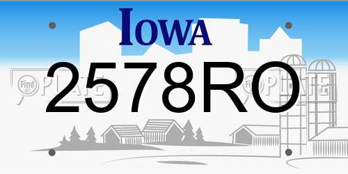 2578RO Iowa License Plate
