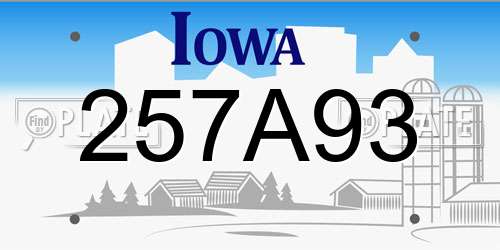 257A93 Iowa License Plate
