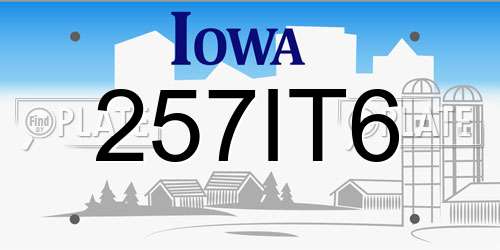257IT6 Iowa License Plate