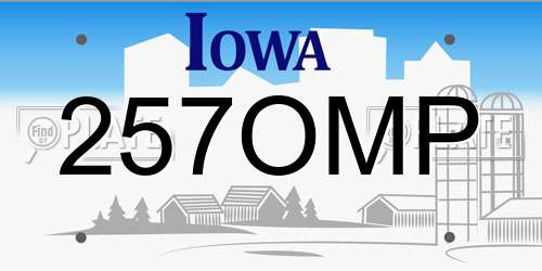 257OMP Iowa License Plate