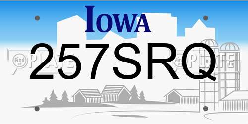 257SRQ Iowa License Plate