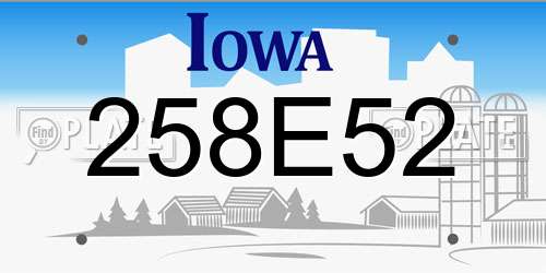 258E52 Iowa License Plate