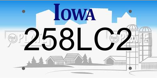 258LC2 Iowa License Plate