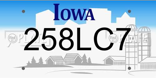 258LC7 Iowa License Plate