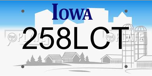 258LCT Iowa License Plate