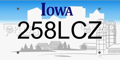 258LCZ Iowa License Plate