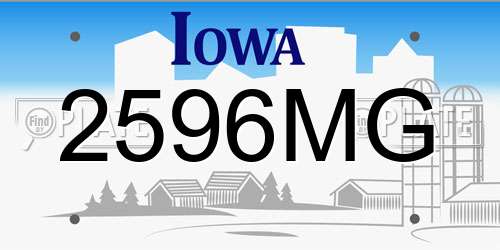 2596MG Iowa License Plate