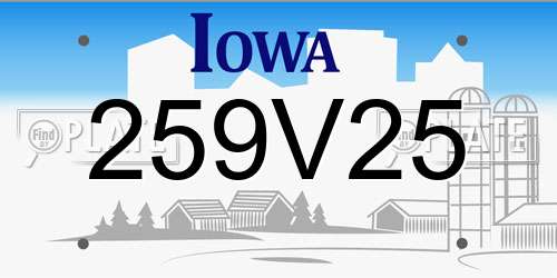 259V25 Iowa License Plate