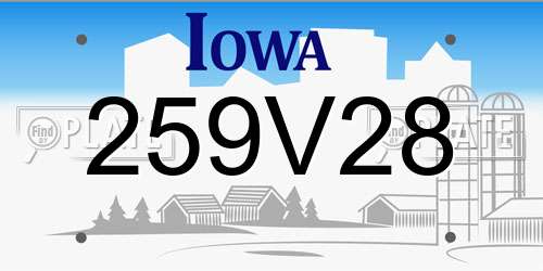 259V28 Iowa License Plate