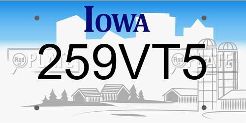 259VT5 Iowa License Plate