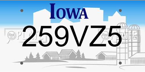 259VZ5 Iowa License Plate