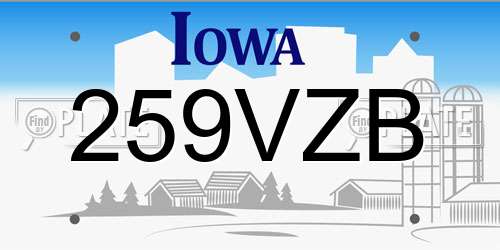 259VZB Iowa License Plate