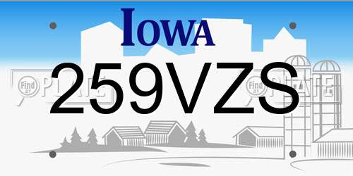 259VZS Iowa License Plate