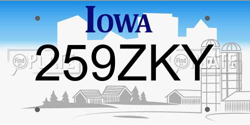 259ZKY Iowa License Plate