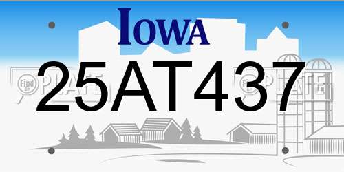 25AT437 Iowa License Plate