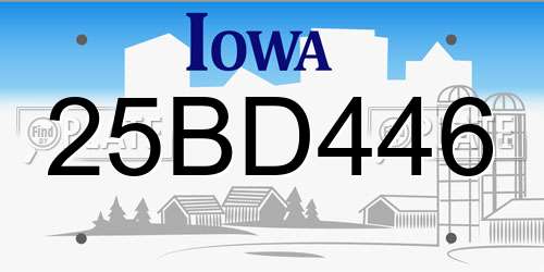 25BD446 Iowa License Plate