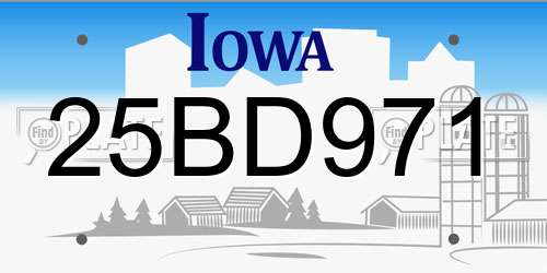 25BD971 Iowa License Plate