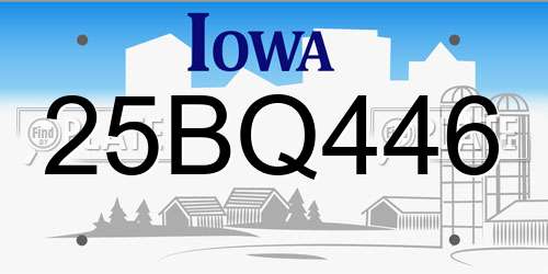 25BQ446 Iowa License Plate