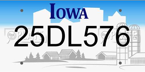 25DL576 Iowa License Plate