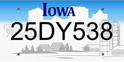 25DY538 Iowa License Plate