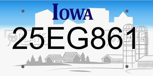 25EG861 Iowa License Plate