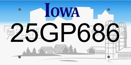 25GP686 Iowa License Plate