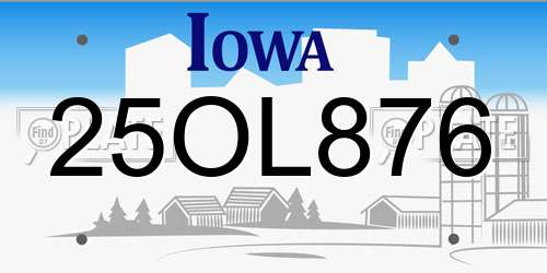 25OL876 Iowa License Plate