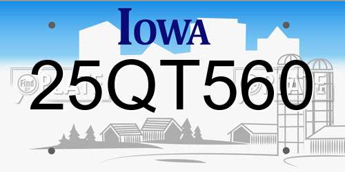 25QT560 Iowa License Plate