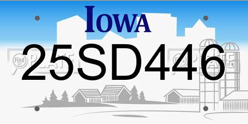 25SD446 Iowa License Plate