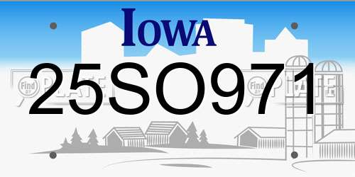 25SO971 Iowa License Plate