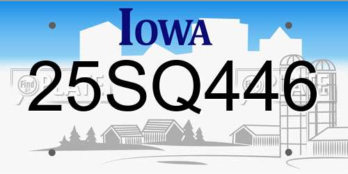 25SQ446 Iowa License Plate