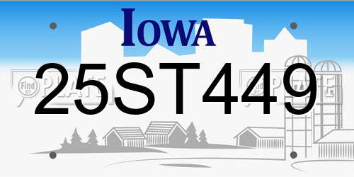25ST449 Iowa License Plate