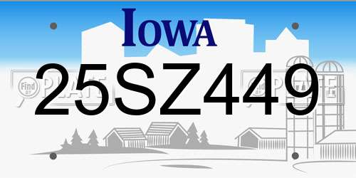25SZ449 Iowa License Plate