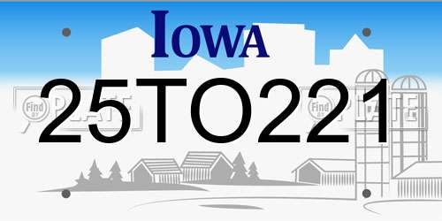 25TO221 Iowa License Plate