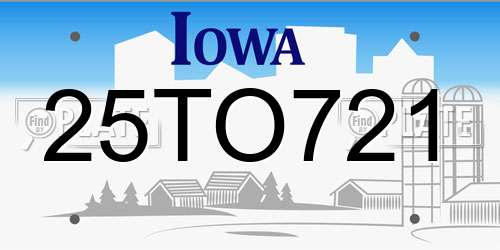 25TO721 Iowa License Plate