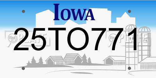 25TO771 Iowa License Plate
