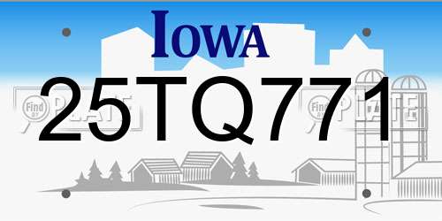 25TQ771 Iowa License Plate