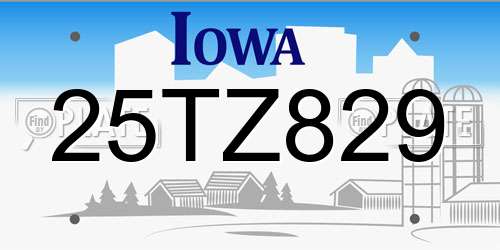 25TZ829 Iowa License Plate