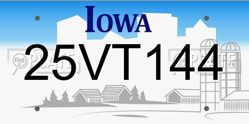 25VT144 Iowa License Plate