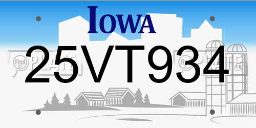 25VT934 Iowa License Plate