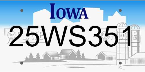 25WS351 Iowa License Plate