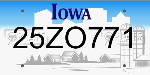 25ZO771 Iowa License Plate