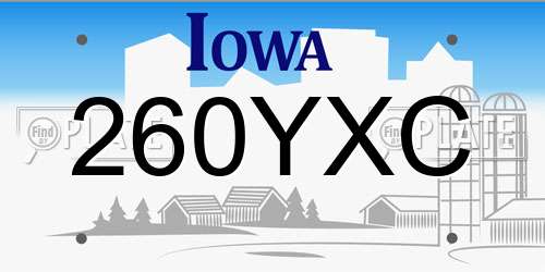 260YXC Iowa License Plate