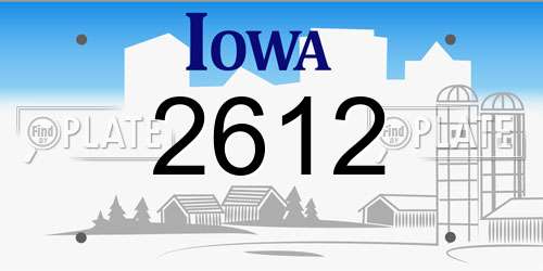 2612 Iowa License Plate