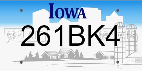 261BK4 Iowa License Plate
