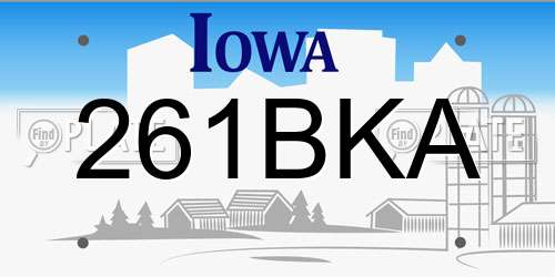 261BKA Iowa License Plate