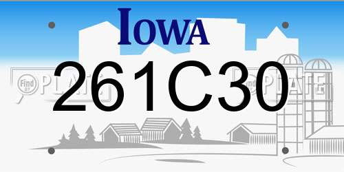 261C30 Iowa License Plate