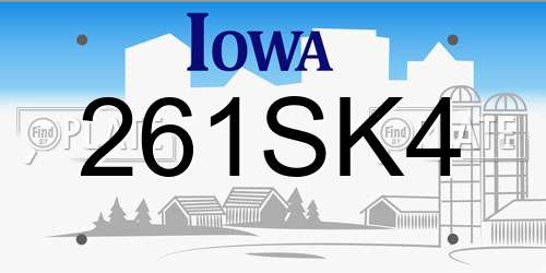 261SK4 Iowa License Plate