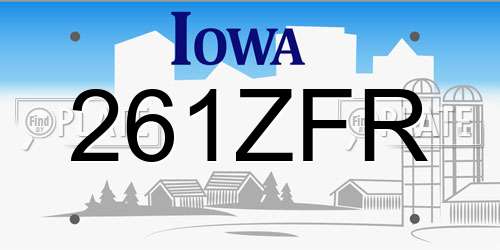 261ZFR Iowa License Plate