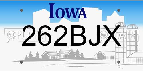 262BJX Iowa License Plate